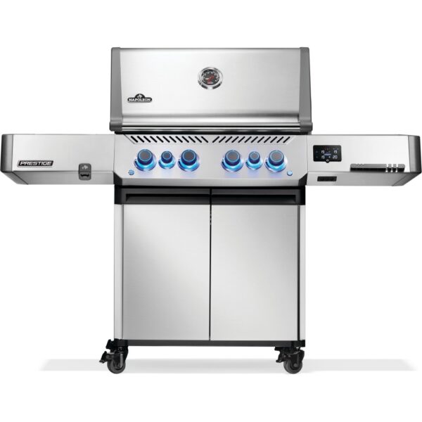 Gril au propane Prestige® 500 connecté avec brûleurs latéral et arrière infrarouges, acier inoxydable